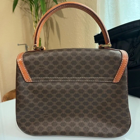 CELINE BROWN MACADAM PVC LEATHER HANDBAG - Picture 2 of 16